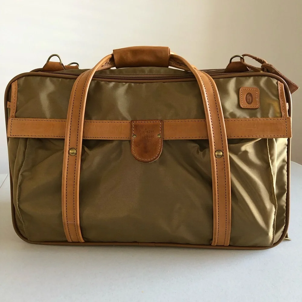 Vintage Hartmann Nylon & Leather Carry On Luggage w/Adjustable Shoulder Strap